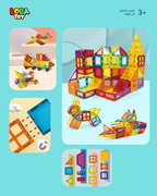 مكعبات بناء مغناطيسية تعليمية هندسية للاولاد والبنات، ملهمة وتعليمية