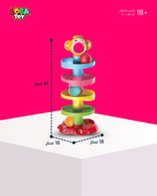 لعبة برج الكرات والتدحرج، متعة تعليمية ملونة، مقاس أكبر