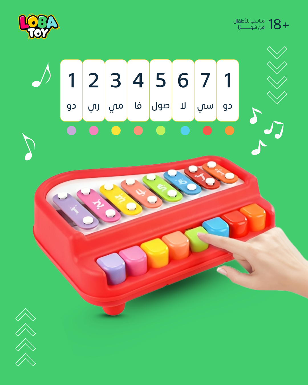 بيانو وإكسيلوفون 8 نغمات في لعبة واحدة، دع طفلك يكتشف الأصوات بمرح