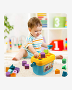 صندوق فرز الأشكال الملونة على طريقة مونتيسوري للأطفال 16 قطعة