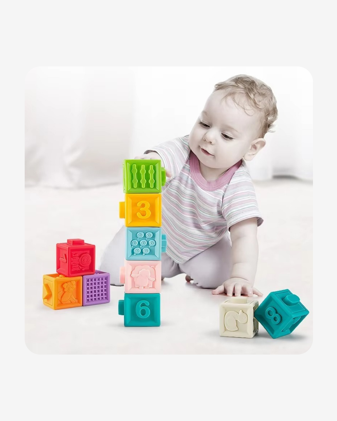 مكعبات مطاطية حسّية تعليمية ناعمة (8 قطع)