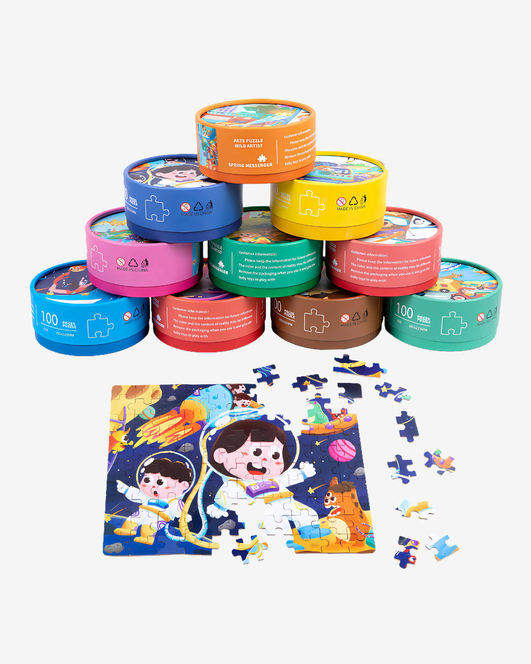 بازل تركيب كرتوني 100 قطعة مرقمة داخل علبة قوية مع ورقة مرجعية