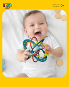 ‎ لعبة تسنين وخشخيشة، كرة يد ناعمة ملونة مع حبال شد