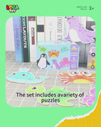 لغز تركيب 6 في 1 داخل علبة حديدية، قطع كبيرة مناسبة كأول بازل للطفل